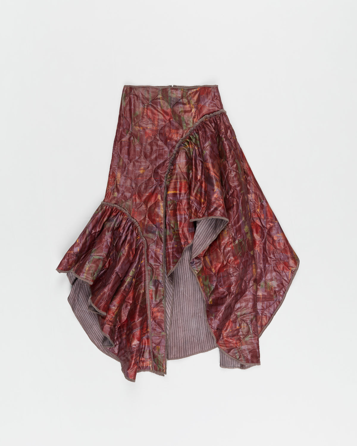 Quilted Fluid Skirt - Burgundy
