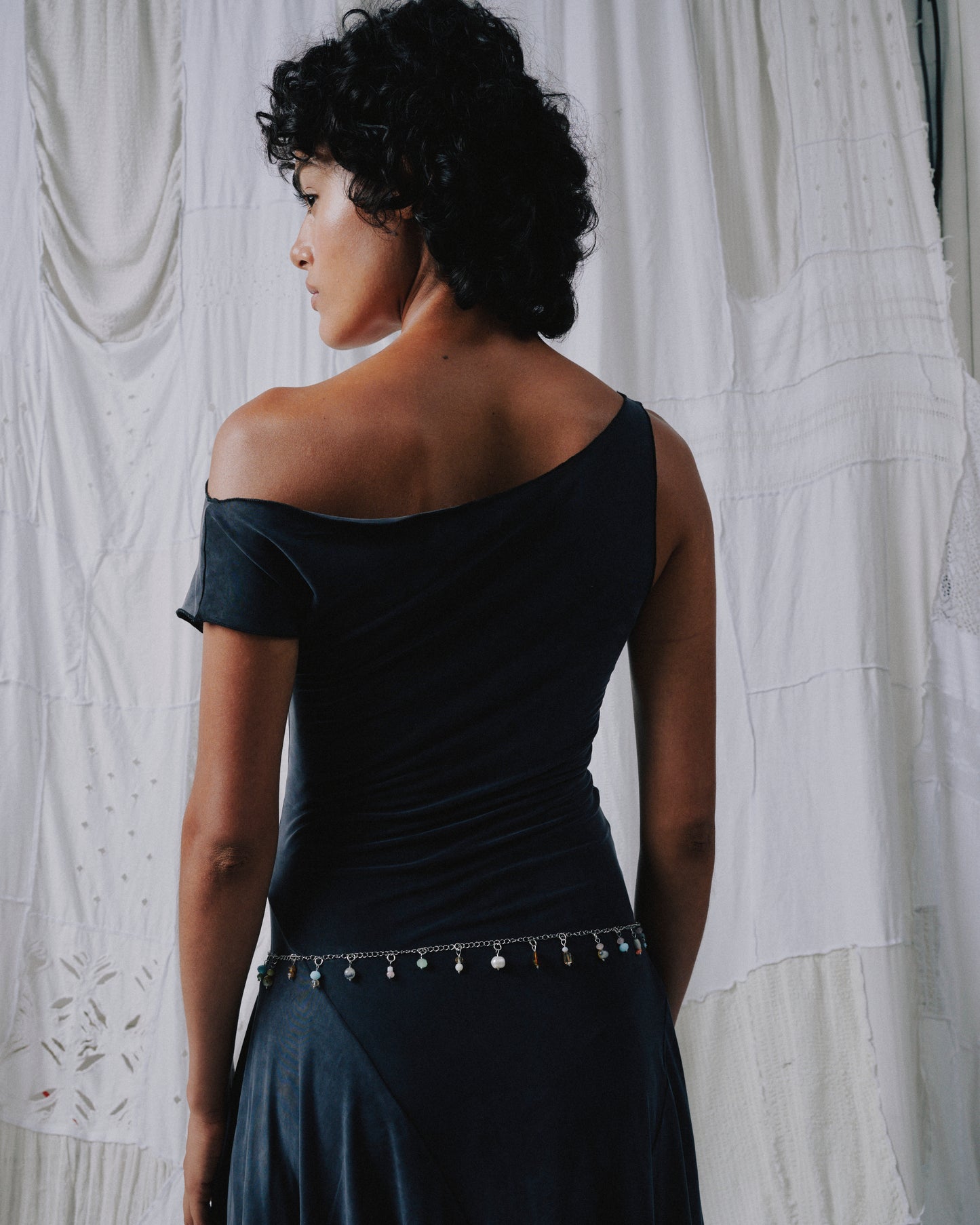 Assymetric Mini Cupro Dress