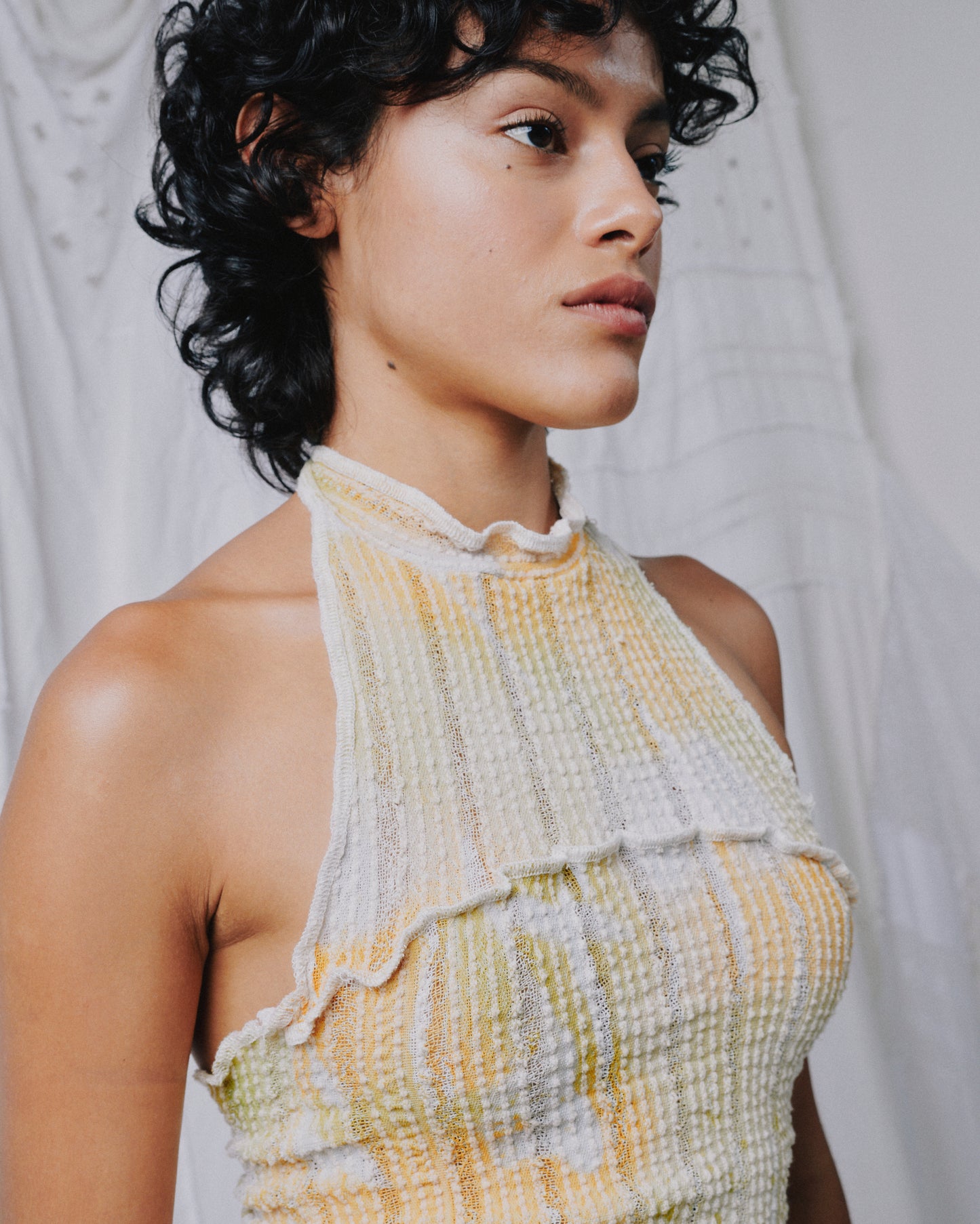 Stretch Weave Halter Top - Sun