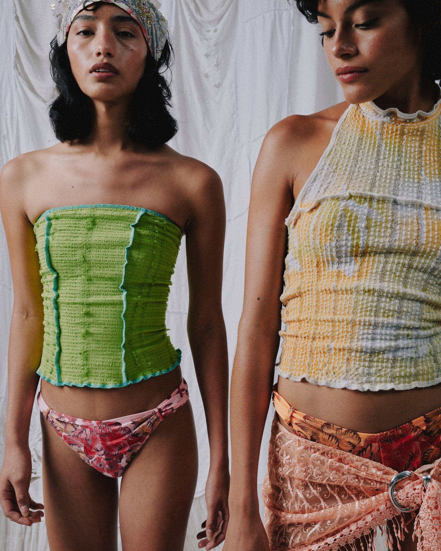 Strapless Stretch Weave Top - Acid Green