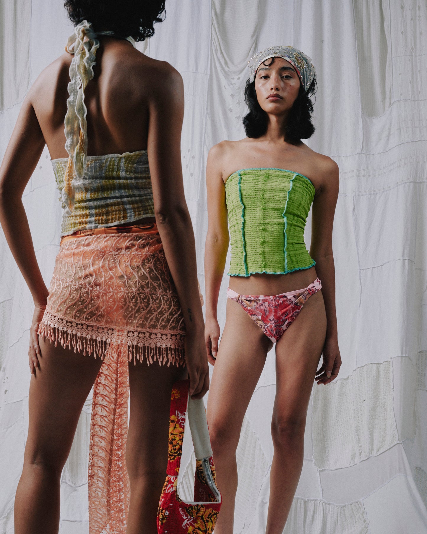 Strapless Stretch Weave Top - Acid Green