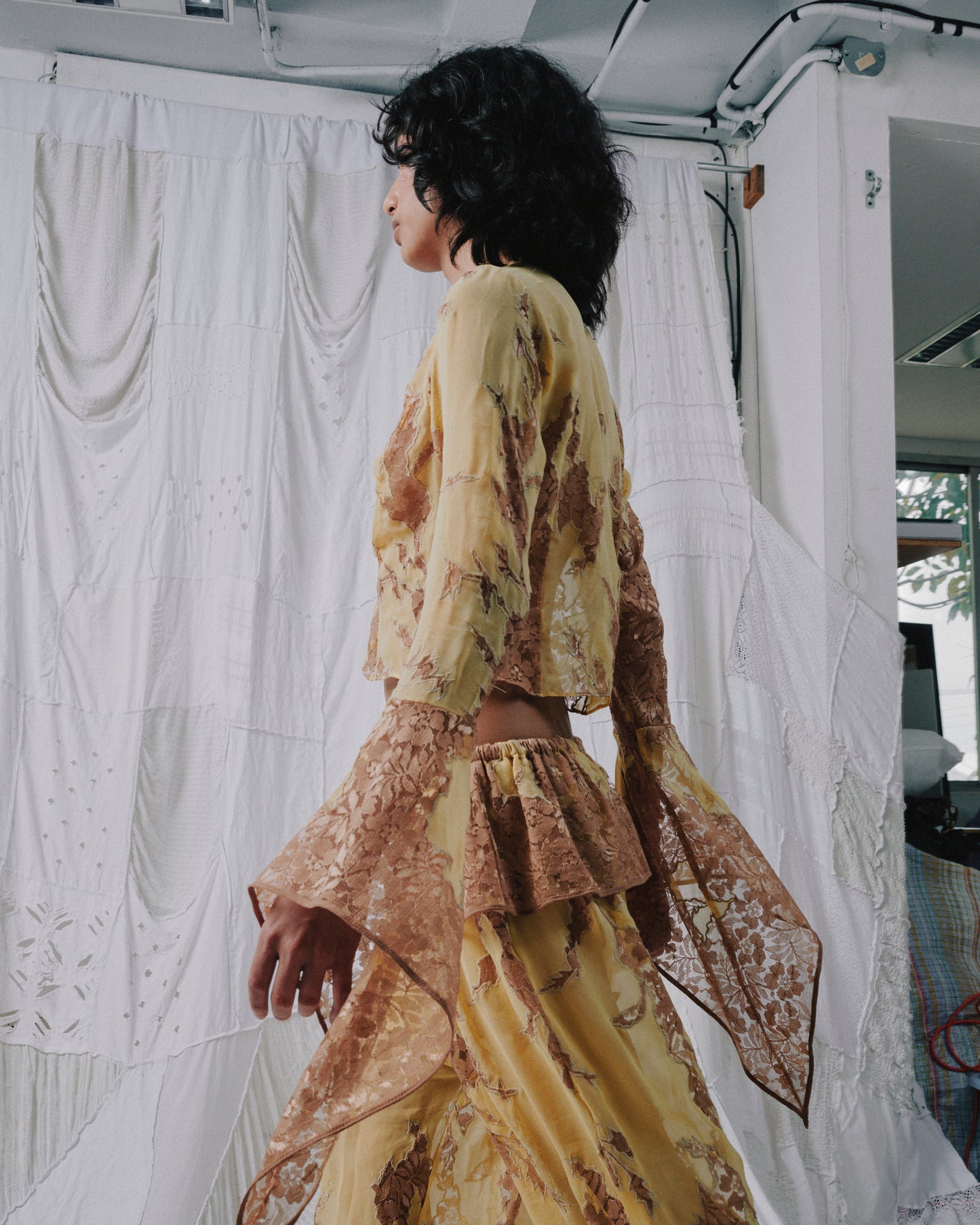 Chiffon Lace Trousers - Butter