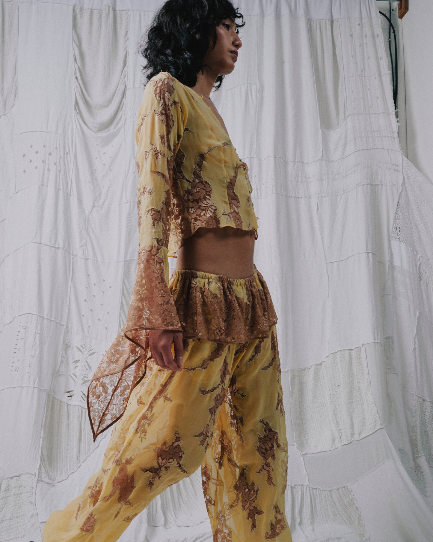 Chiffon Lace Trousers - Butter