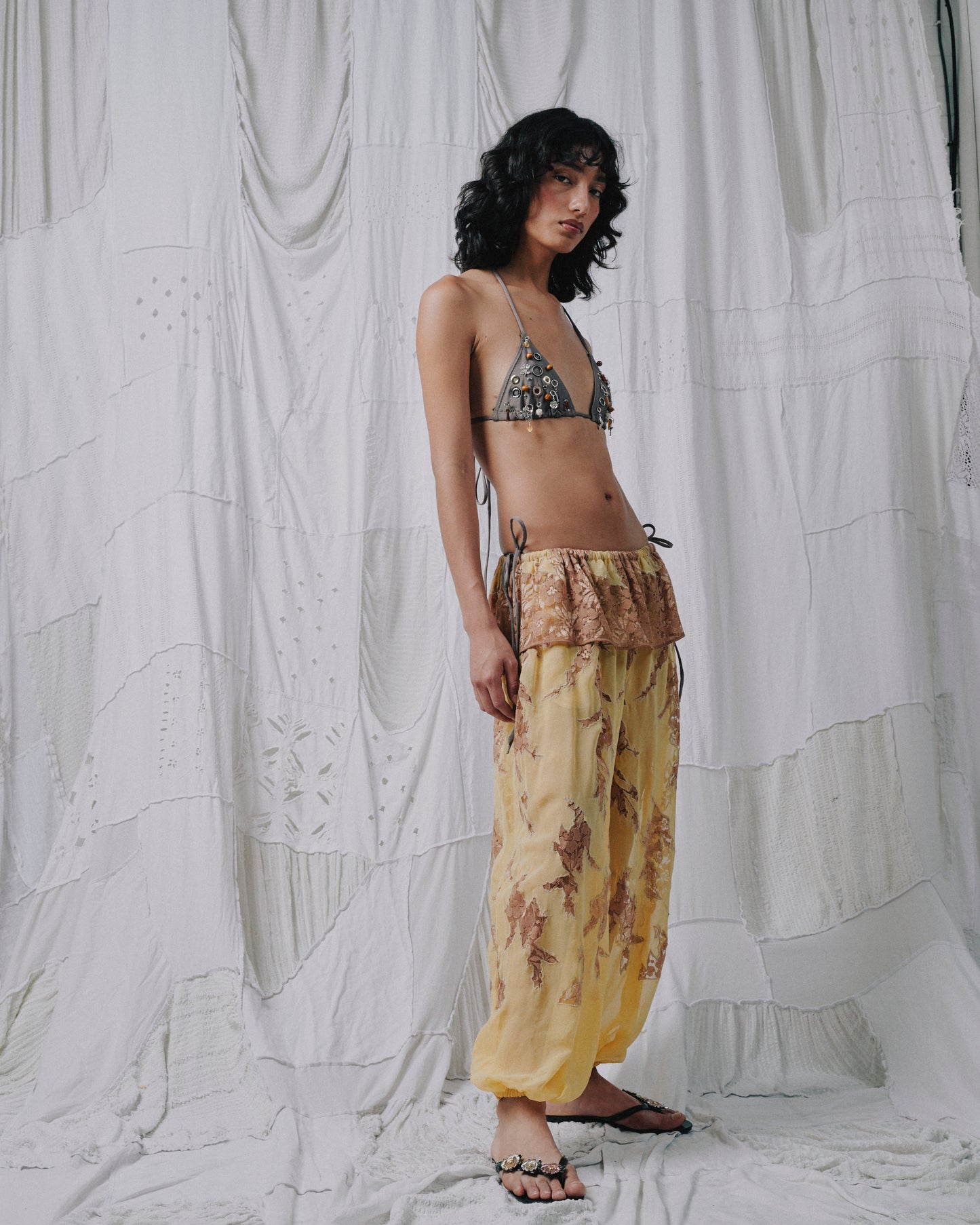 Chiffon Lace Trousers - Butter