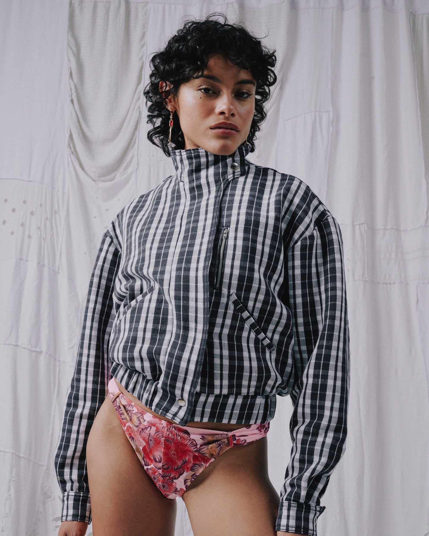 Classic Grid High Neck Jacket