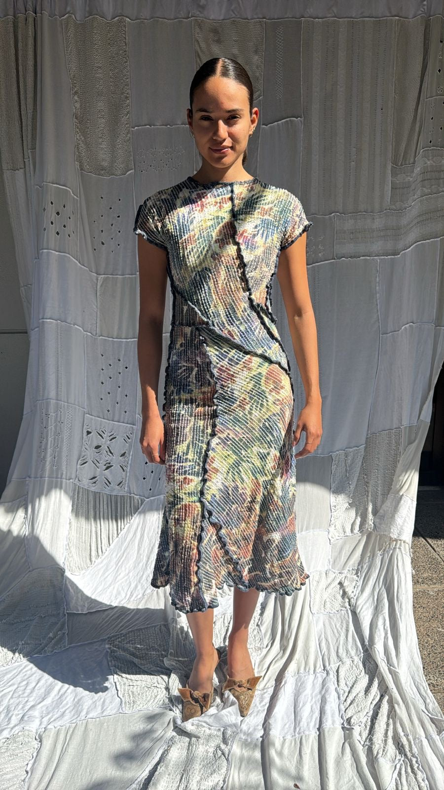 Open Back Stretch Weave Dress Amaryllis