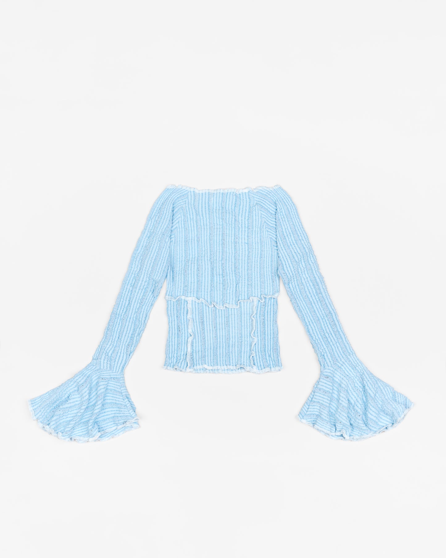 Stretch Weave Long Flared Sleeve Top