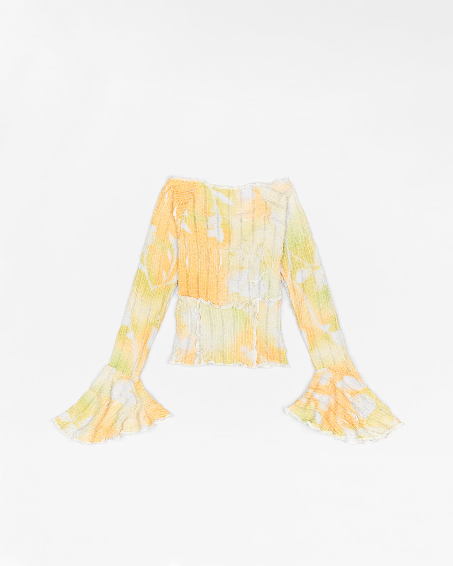 Stretch Weave Long Flared Sleeve Top