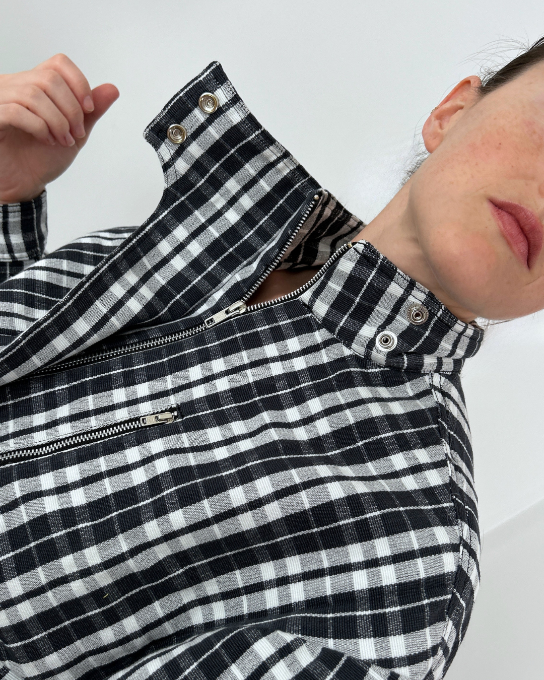 Classic Grid High Neck Jacket