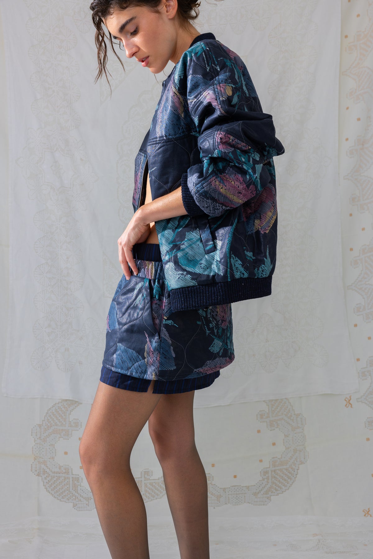 Quilted Bomber - Blue