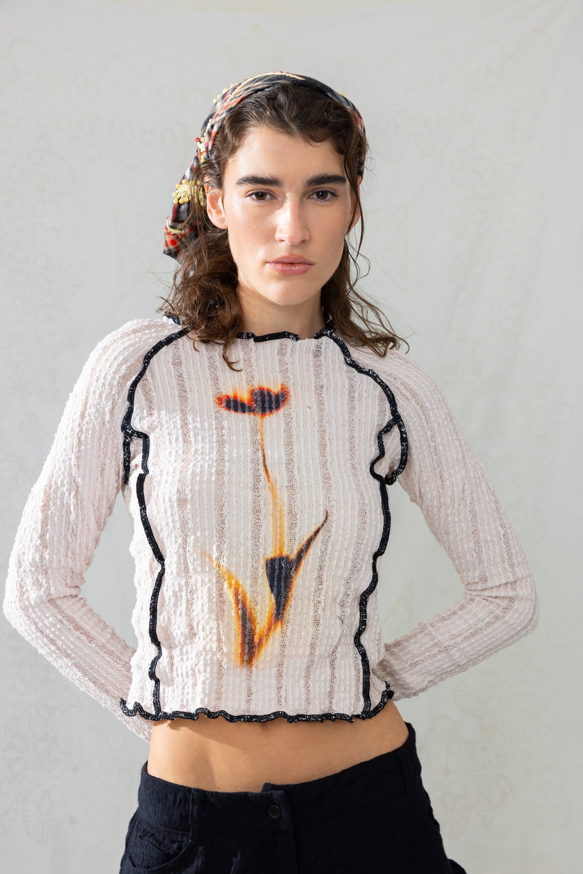 Stretch Weave Long Sleeve Tee - Burnt Bloom