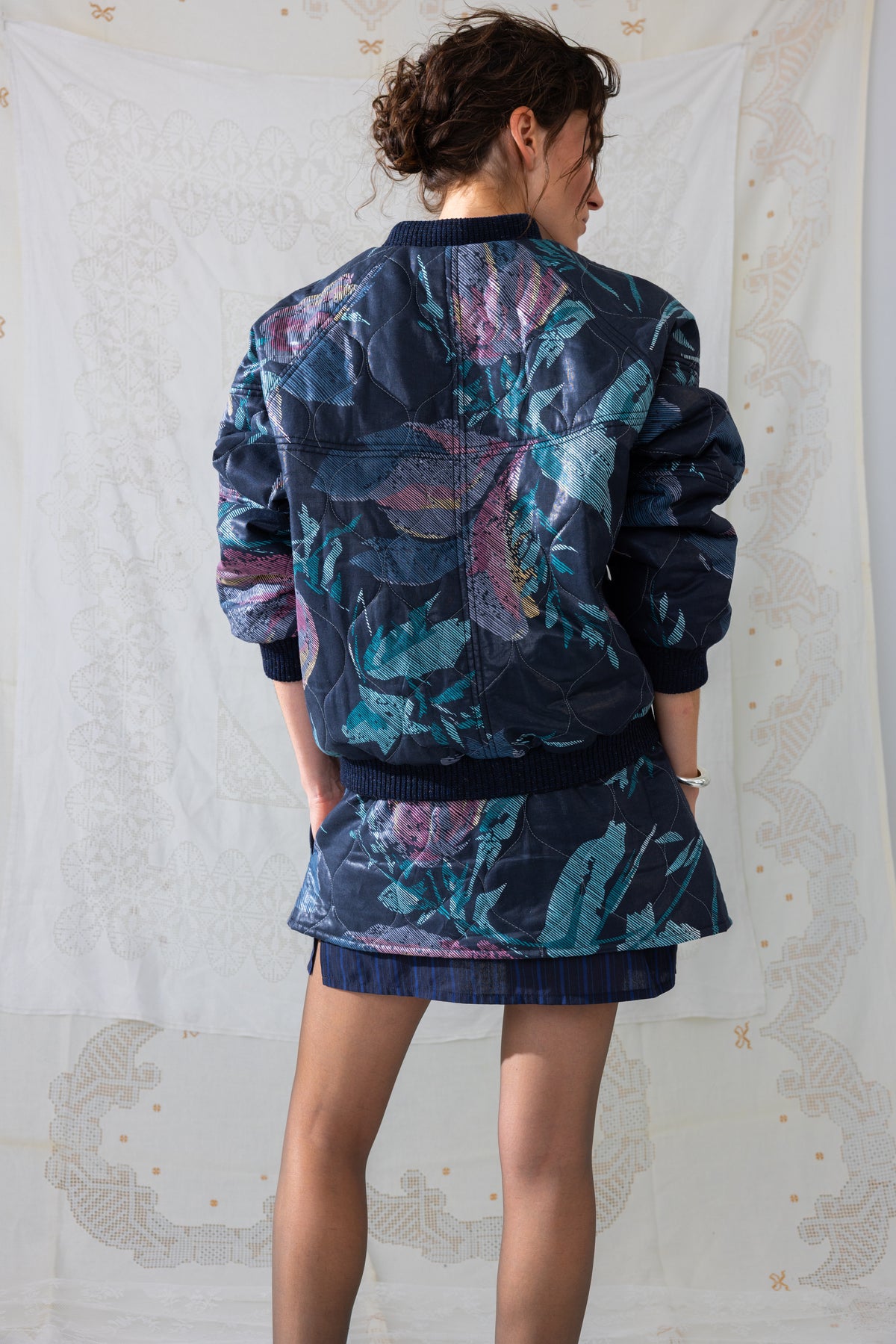 Quilted Mini Skirt - Blue