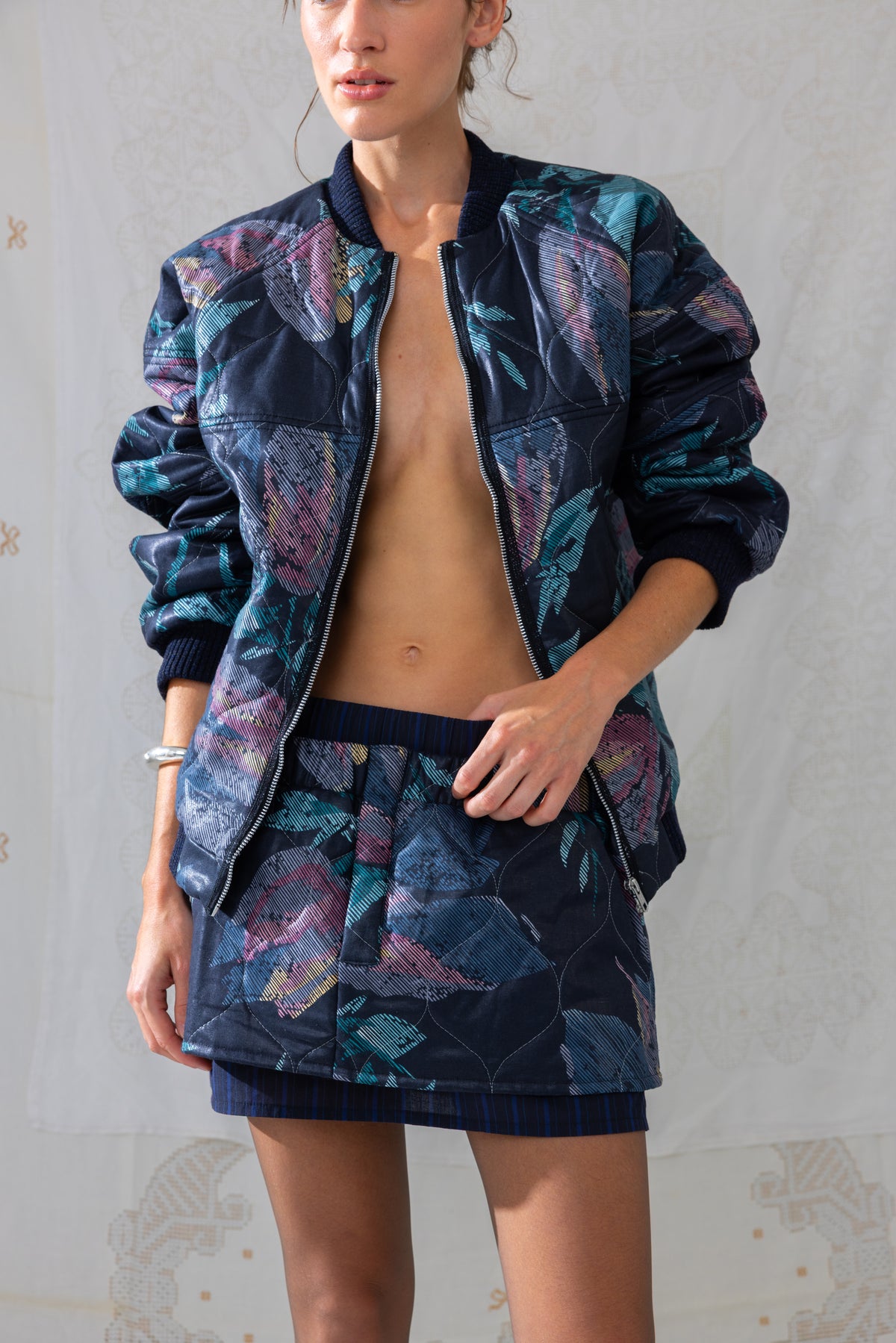 Quilted Bomber - Blue