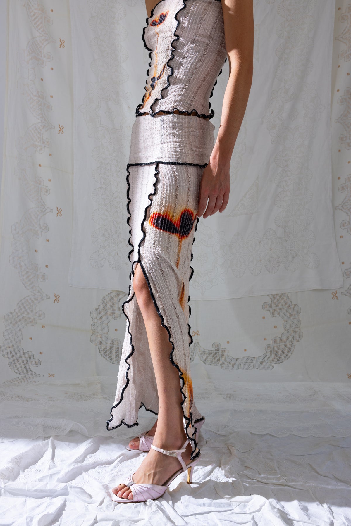 Stretch Weave Pencil Skirt - Burnt Bloom