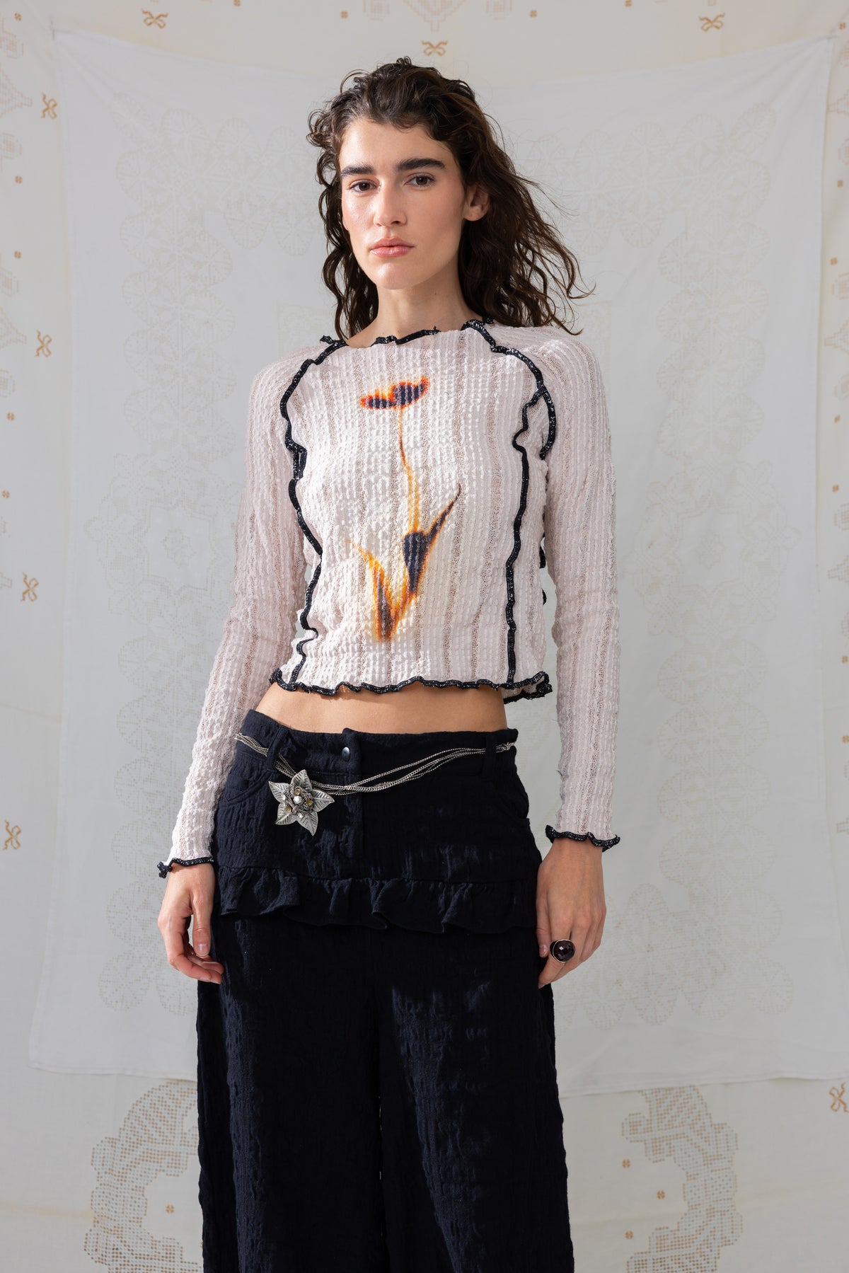 Stretch Weave Long Sleeve Tee - Burnt Bloom