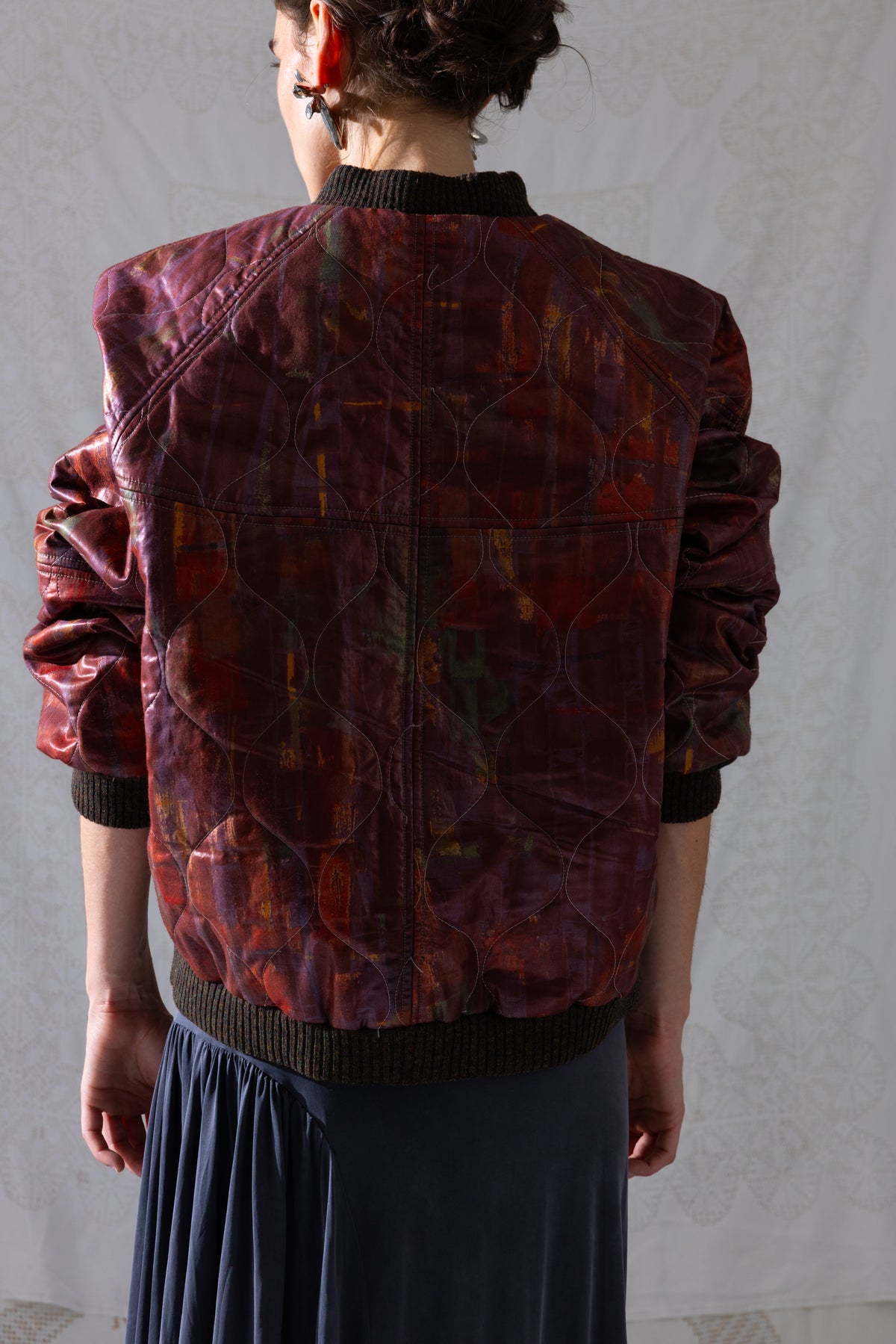 Quilted Bomber - Burgundy