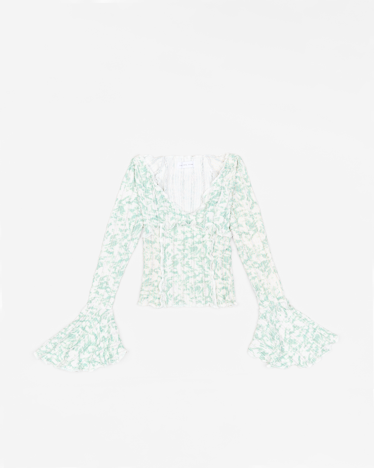 Stretch Weave Flared Long Sleeve Top - Sage Foliage