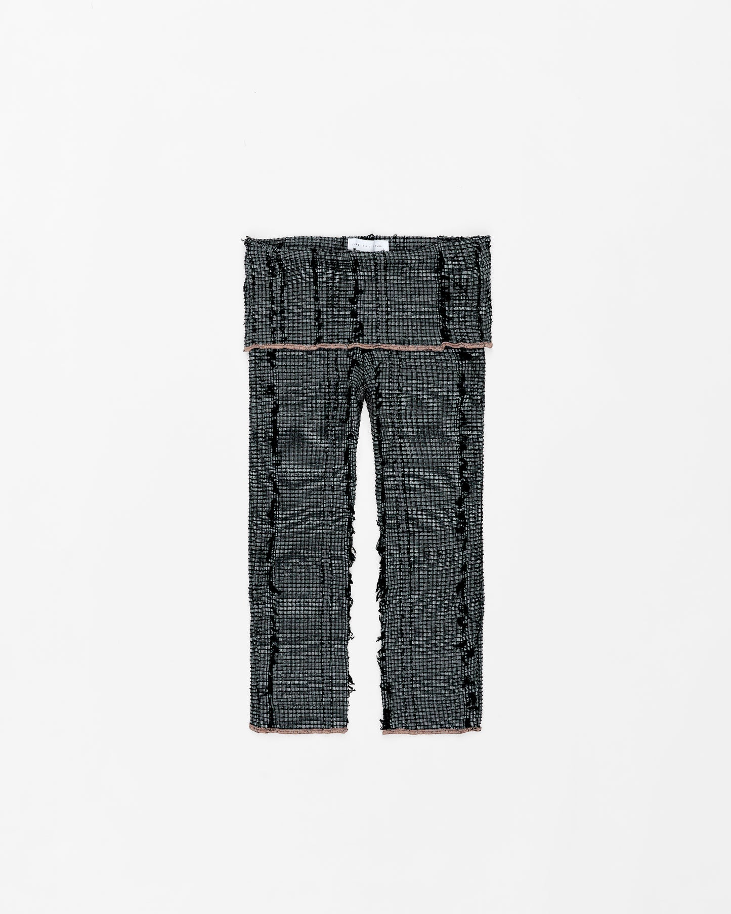 Folded Waitsband Stretch Weave Capri Trousers - Charcoal