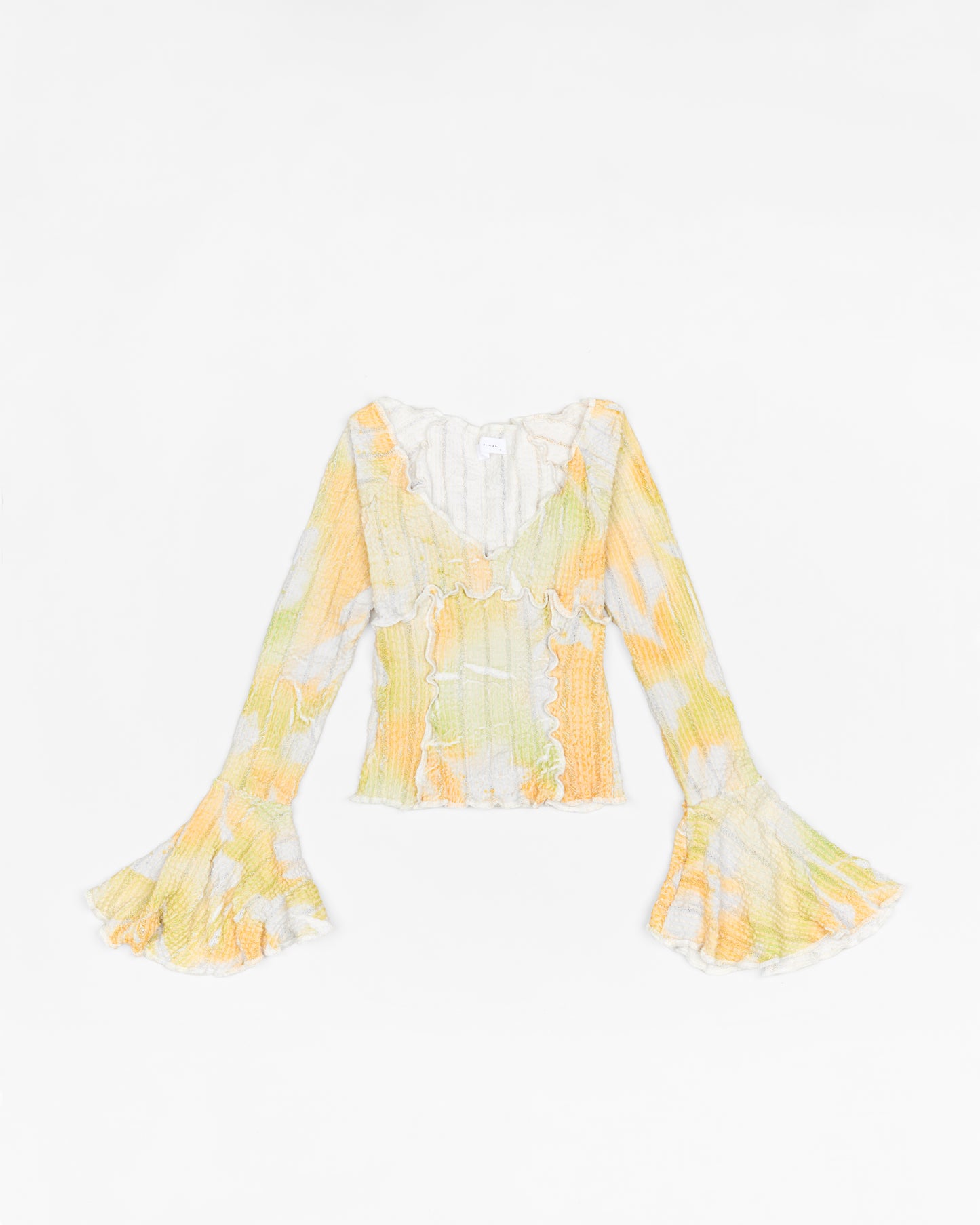 Stretch Weave Long Flared Sleeve Top