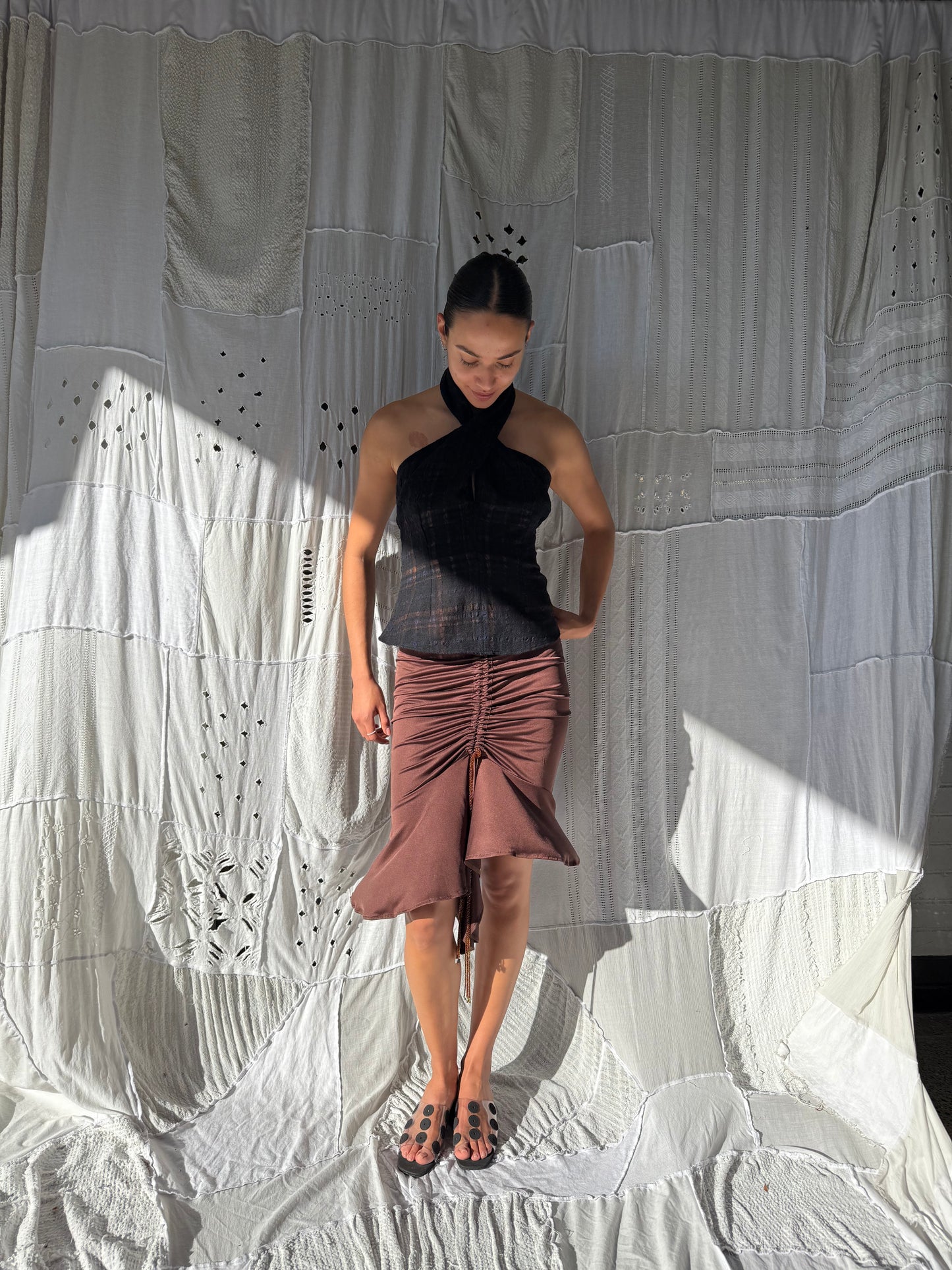 Silk Jersey + Glass Beads Skirt