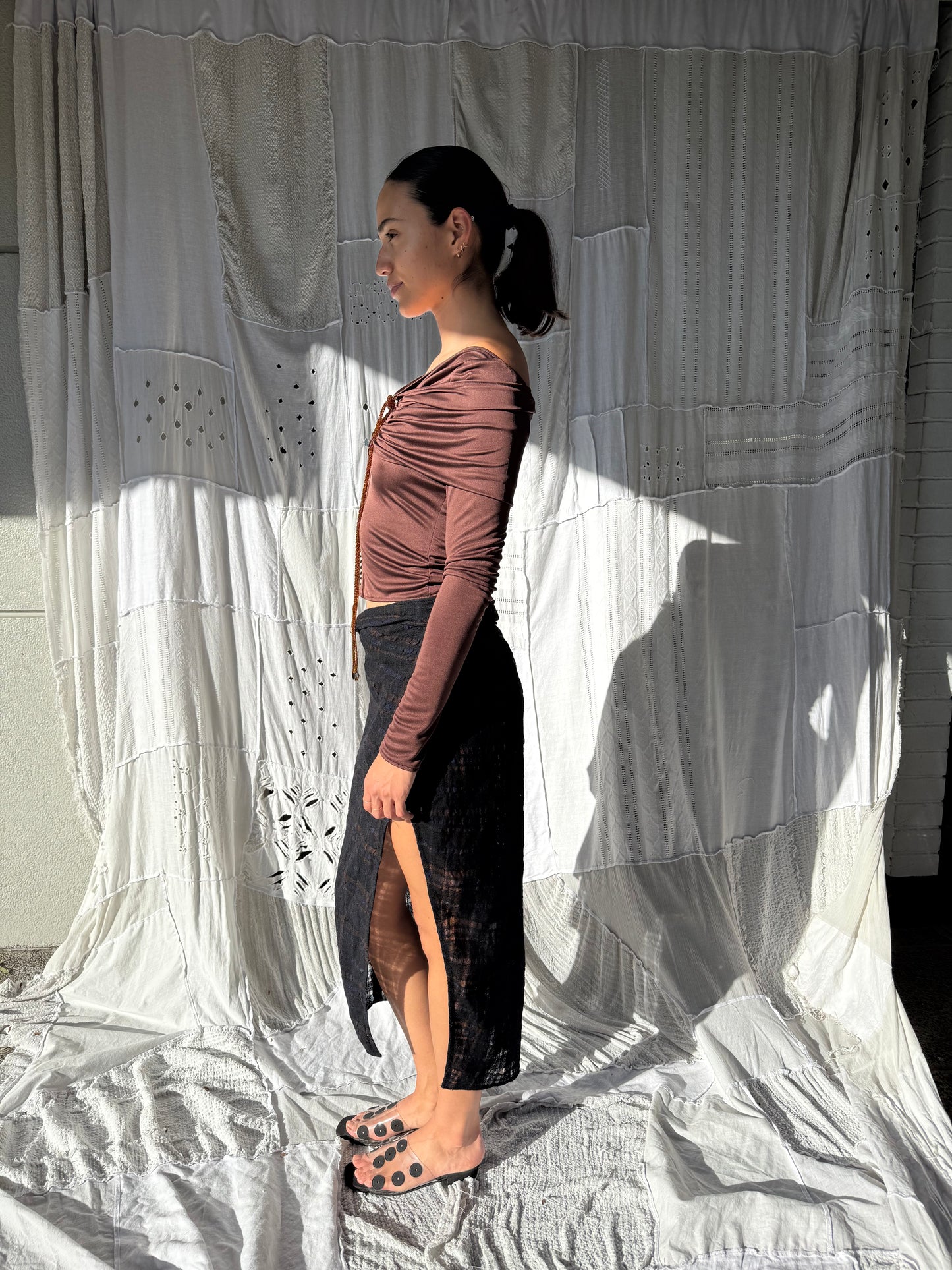 Silk Jerey + Glass Beads Top