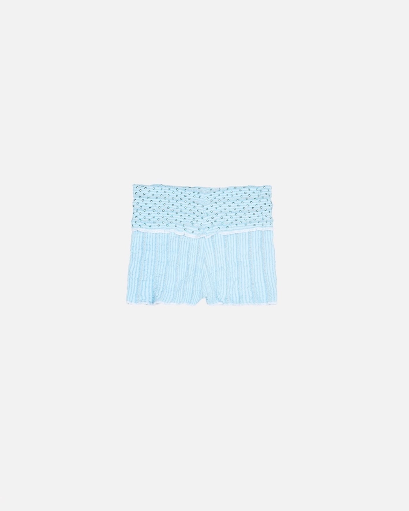 Stretch Weave Mini Shorts With Rivets.