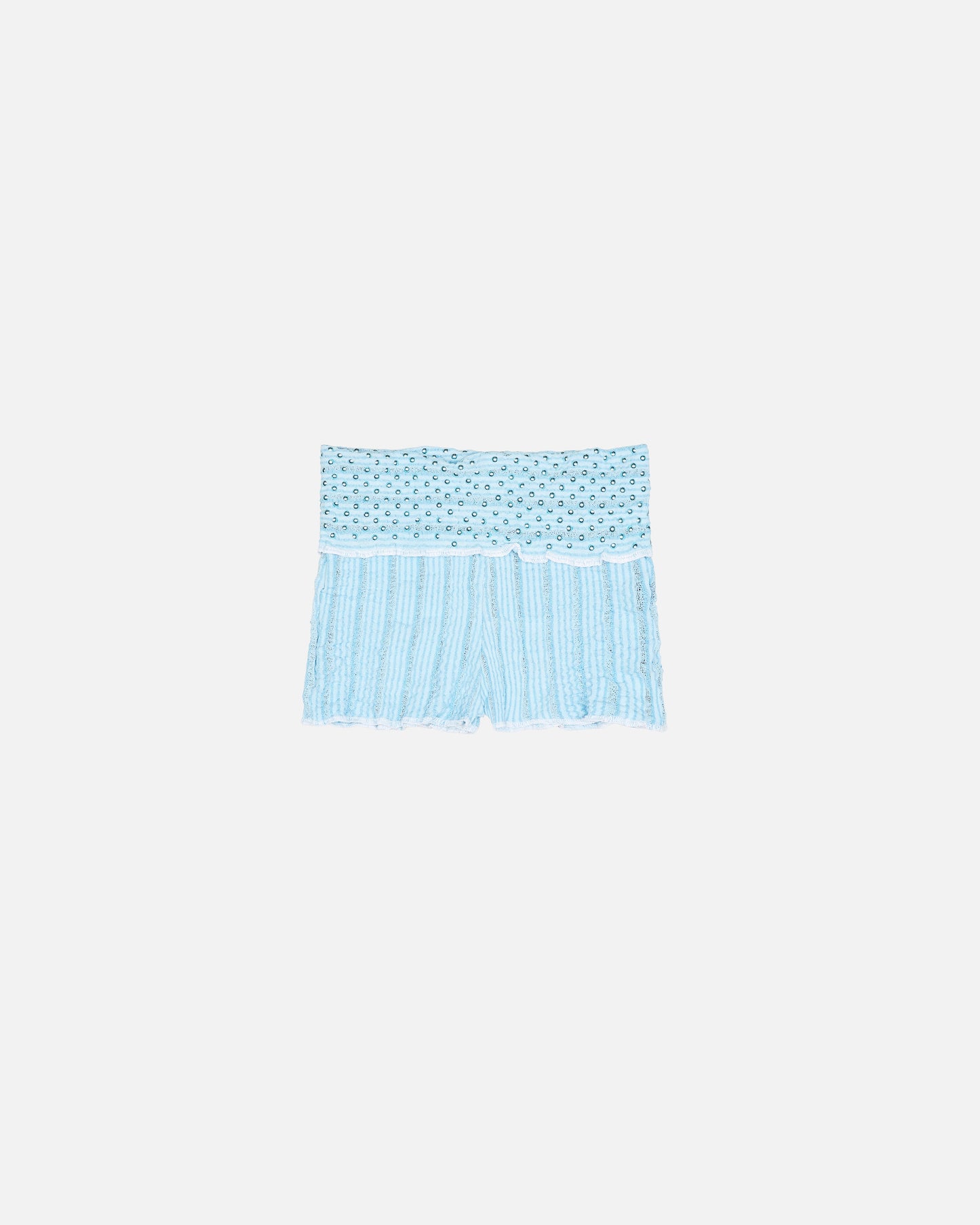 Stretch Weave Mini Shorts With Rivets.