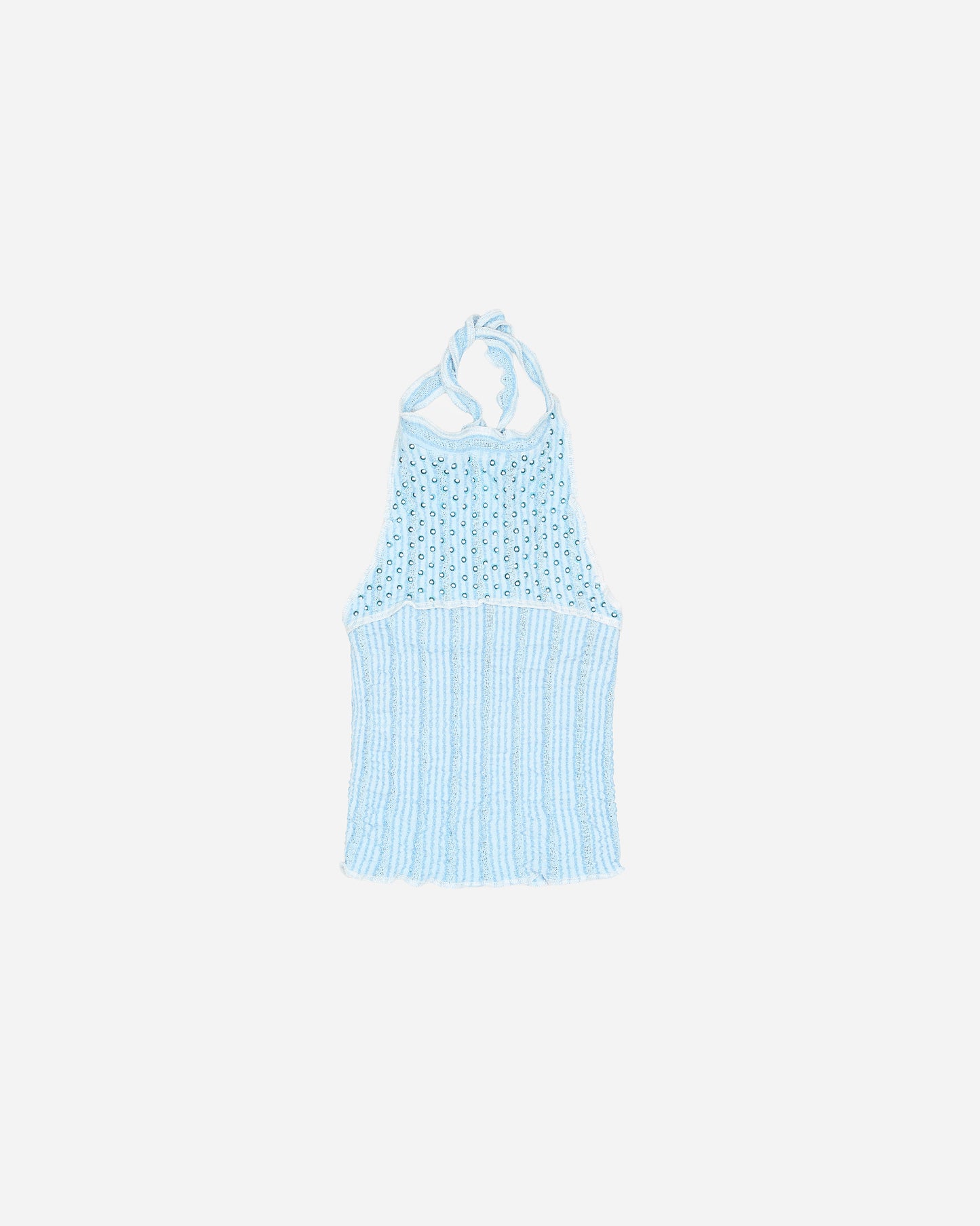 Stretch Weave Halter Top With Rivets