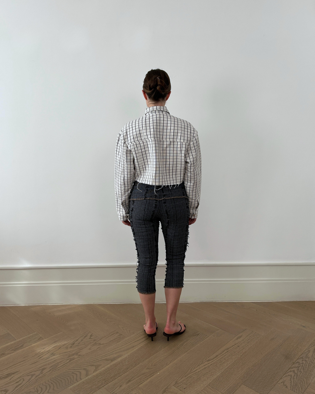 Ink Grid Croped Jacket