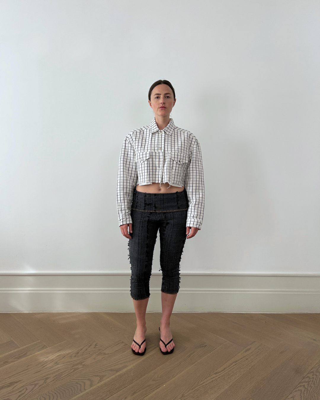 Ink Grid Croped Jacket