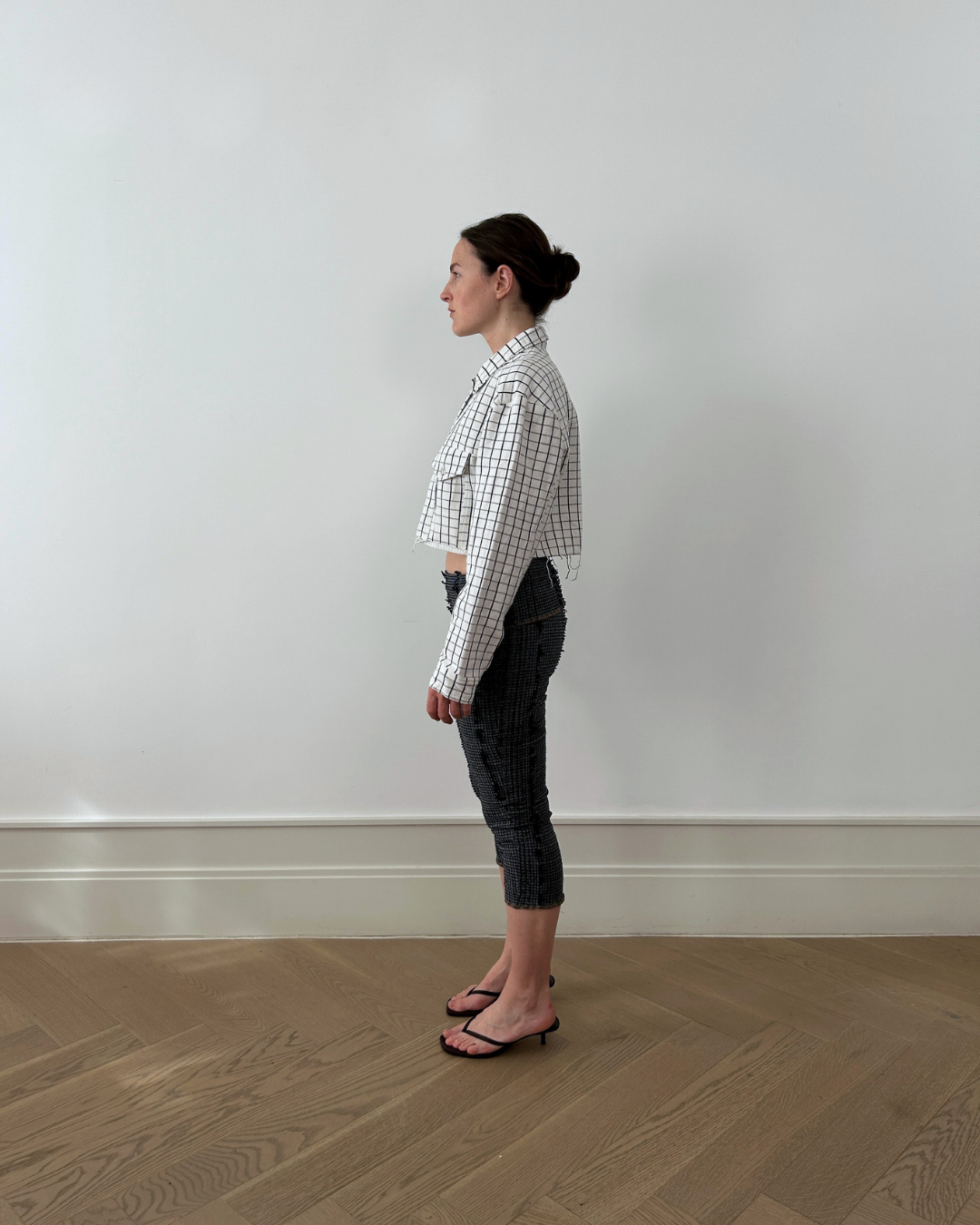 Ink Grid Croped Jacket