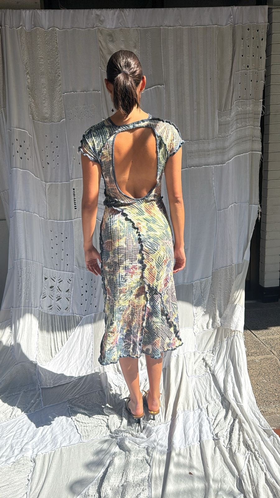 Open Back Stretch Weave Dress Amaryllis