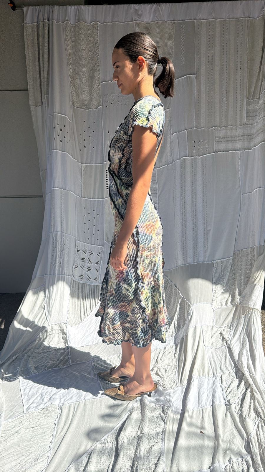 Open Back Stretch Weave Dress Amaryllis